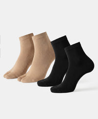 Compact Cotton Stretch Toe Socks with StayFresh Treatment - Skin & Black (Pack of 2)