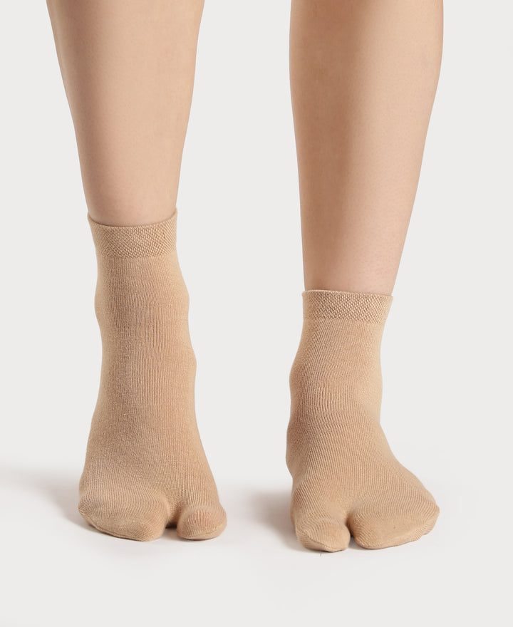 Compact Cotton Stretch Toe Socks with StayFresh Treatment - Skin & Black (Pack of 2)
