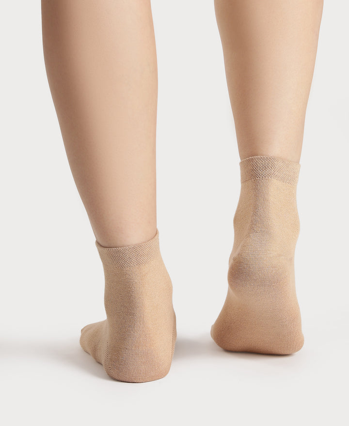 Compact Cotton Stretch Toe Socks with StayFresh Treatment - Skin & Black (Pack of 2)