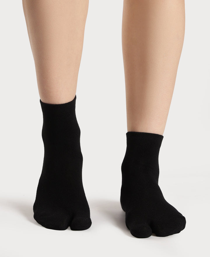 Compact Cotton Stretch Toe Socks with StayFresh Treatment - Skin & Black (Pack of 2)