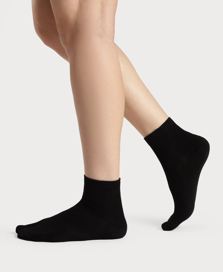 Compact Cotton Stretch Toe Socks with StayFresh Treatment - Skin & Black (Pack of 2)