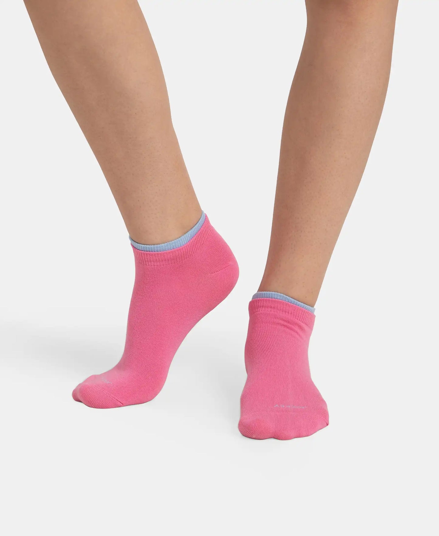 Compact Cotton Stretch Solid Low Show Socks with Stay Fresh Treatment - Aurora Pink & Chambray Blue (Pack of 2)