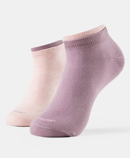 Compact Cotton Stretch Solid Low Show Socks with StayFresh Treatment - Elderberry & Pink Sorbet Melange (Pack of 2)