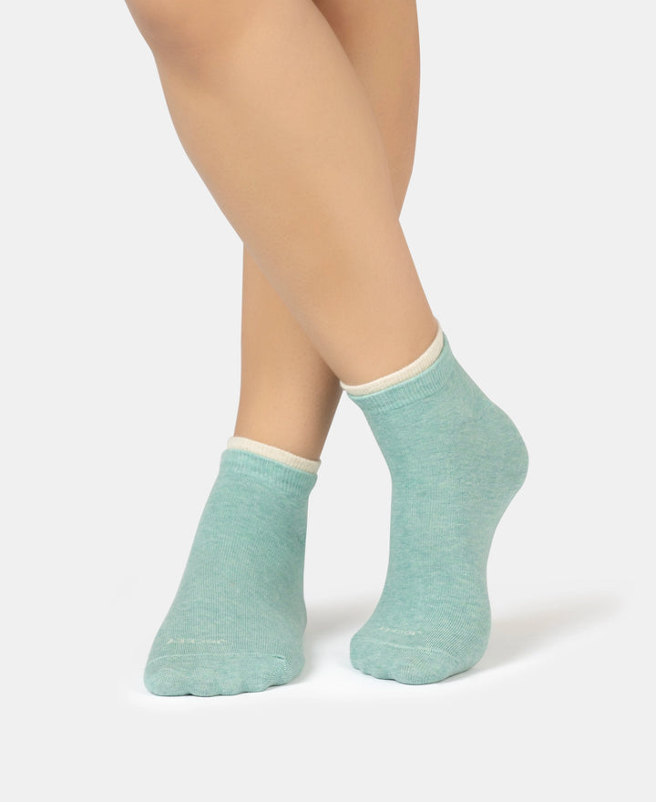 Compact Cotton Stretch Solid Low Show Socks with Stay Fresh Treatment - Navy & Ether Melange (Pack of 2)