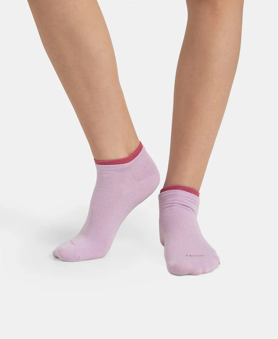 Compact Cotton Stretch Solid Low Show Socks with Stay Fresh Treatment - Orchid Bloom & Rose Win (Pack of 2)