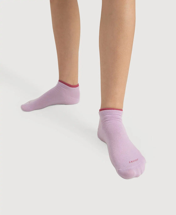 Compact Cotton Stretch Solid Low Show Socks with Stay Fresh Treatment - Orchid Bloom & Rose Win (Pack of 2)