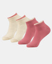 Compact Cotton Stretch Solid Low Show Socks with Stay Fresh Treatment - Oatmeal Melange & Brandied Apricot (Pack of 2)