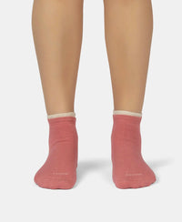 Compact Cotton Stretch Solid Low Show Socks with Stay Fresh Treatment - Oatmeal Melange & Brandied Apricot (Pack of 2)