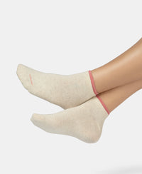 Compact Cotton Stretch Solid Low Show Socks with Stay Fresh Treatment - Oatmeal Melange & Brandied Apricot (Pack of 2)
