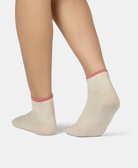 Compact Cotton Stretch Solid Low Show Socks with Stay Fresh Treatment - Oatmeal Melange & Brandied Apricot (Pack of 2)