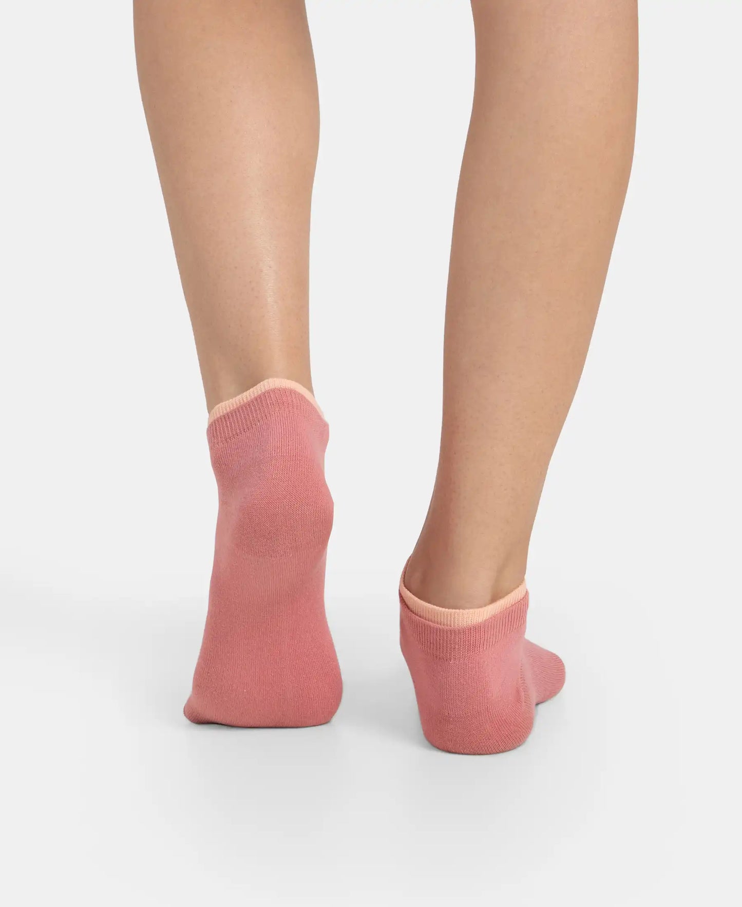 Compact Cotton Stretch Solid Low Show Socks with Stay Fresh Treatment - Peach Melba & Brandied Apricoat (Pack of 2)