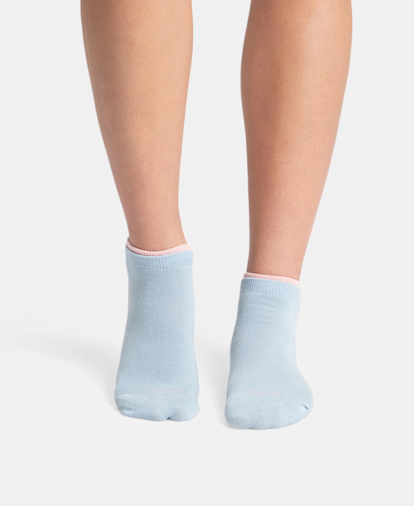 Compact Cotton Stretch Solid Low Show Socks with Stay Fresh Treatment - Pink Sorbet & Niagara Mist (Pack of 2)