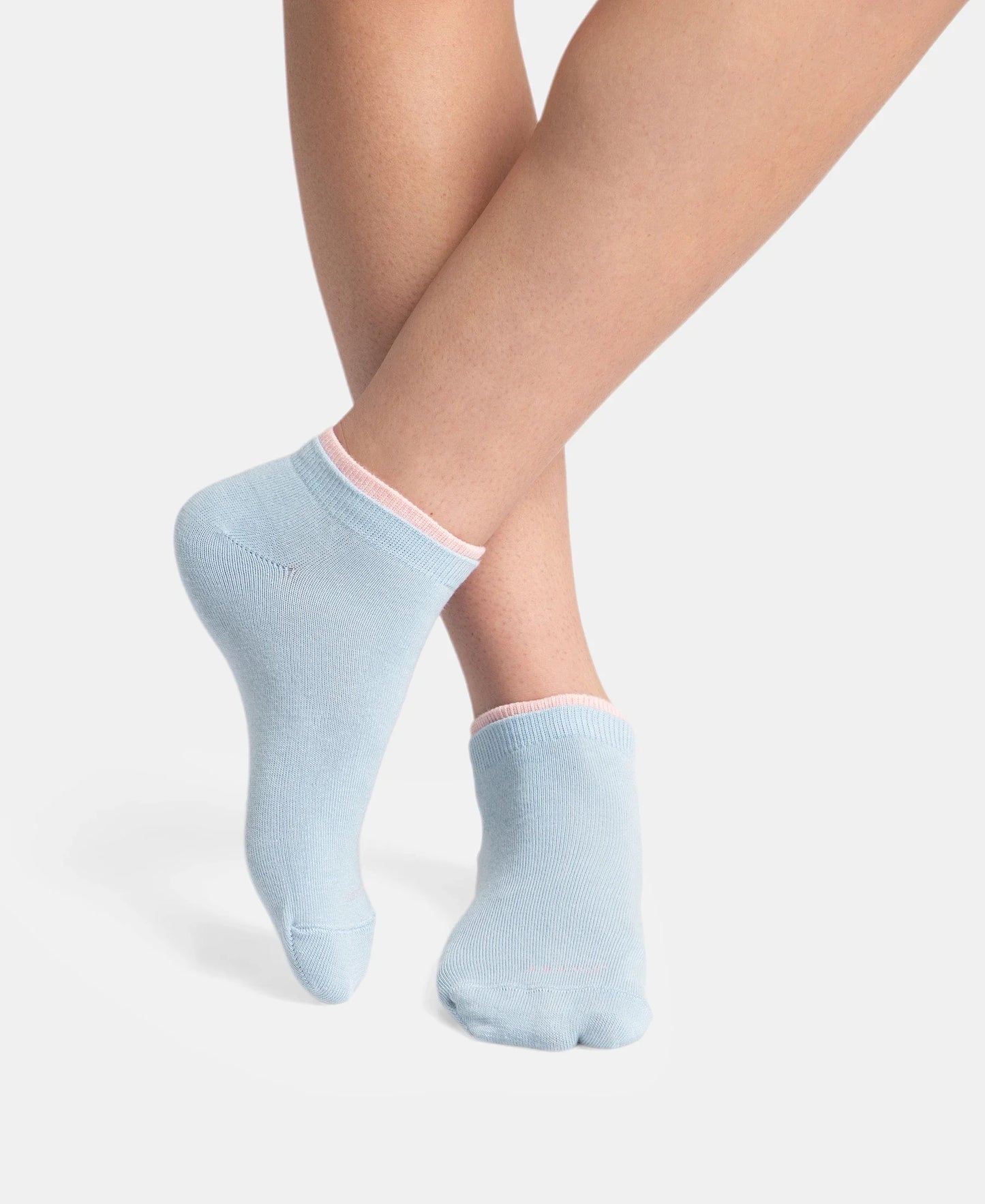 Compact Cotton Stretch Solid Low Show Socks with Stay Fresh Treatment - Pink Sorbet & Niagara Mist (Pack of 2)