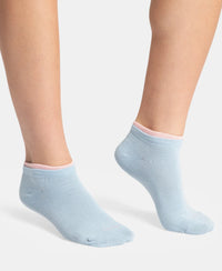 Compact Cotton Stretch Solid Low Show Socks with Stay Fresh Treatment - Pink Sorbet & Niagara Mist (Pack of 2)