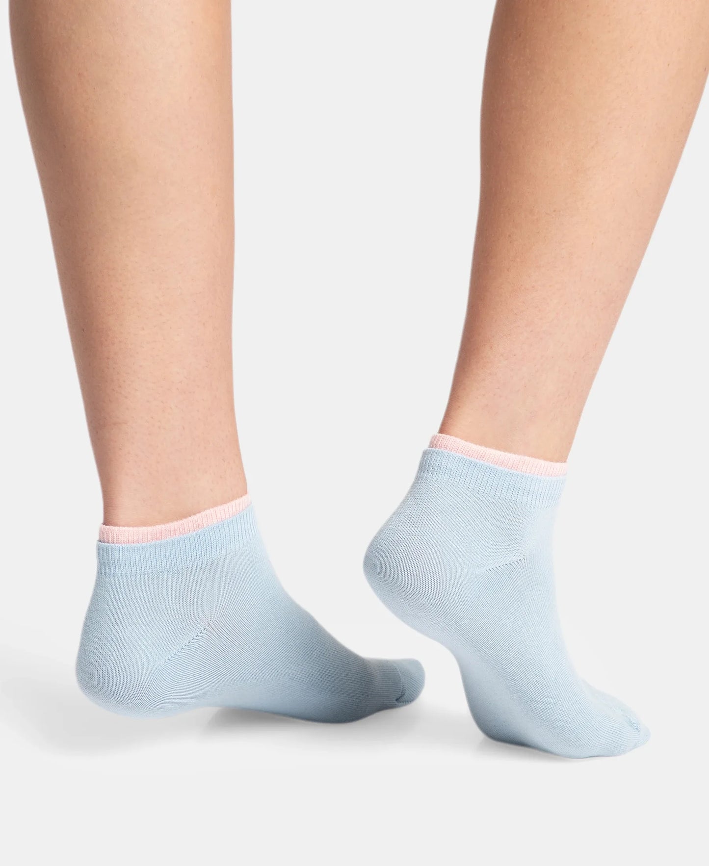 Compact Cotton Stretch Solid Low Show Socks with Stay Fresh Treatment - Pink Sorbet & Niagara Mist (Pack of 2)