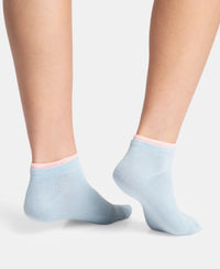 Compact Cotton Stretch Solid Low Show Socks with Stay Fresh Treatment - Pink Sorbet & Niagara Mist (Pack of 2)