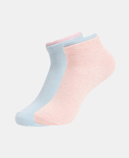 Compact Cotton Stretch Solid Low Show Socks with Stay Fresh Treatment - Pink Sorbet & Niagara Mist (Pack of 2)