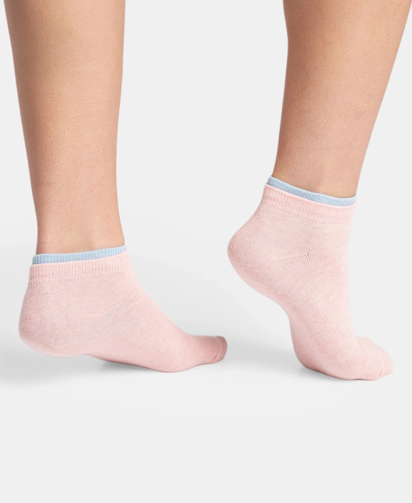 Compact Cotton Stretch Solid Low Show Socks with Stay Fresh Treatment - Pink Sorbet & Niagara Mist (Pack of 2)