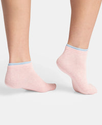 Compact Cotton Stretch Solid Low Show Socks with Stay Fresh Treatment - Pink Sorbet & Niagara Mist (Pack of 2)