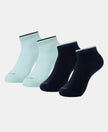 Compact Cotton Stretch Solid Low Show Socks with Stay Fresh Treatment - Pastel Turquoise & Navy (Pack of 2)