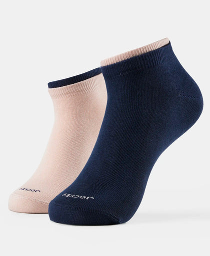 Compact Cotton Stretch Solid Low Show Socks with StayFresh Treatment - Rose Smoke & Navy (Pack of 2)