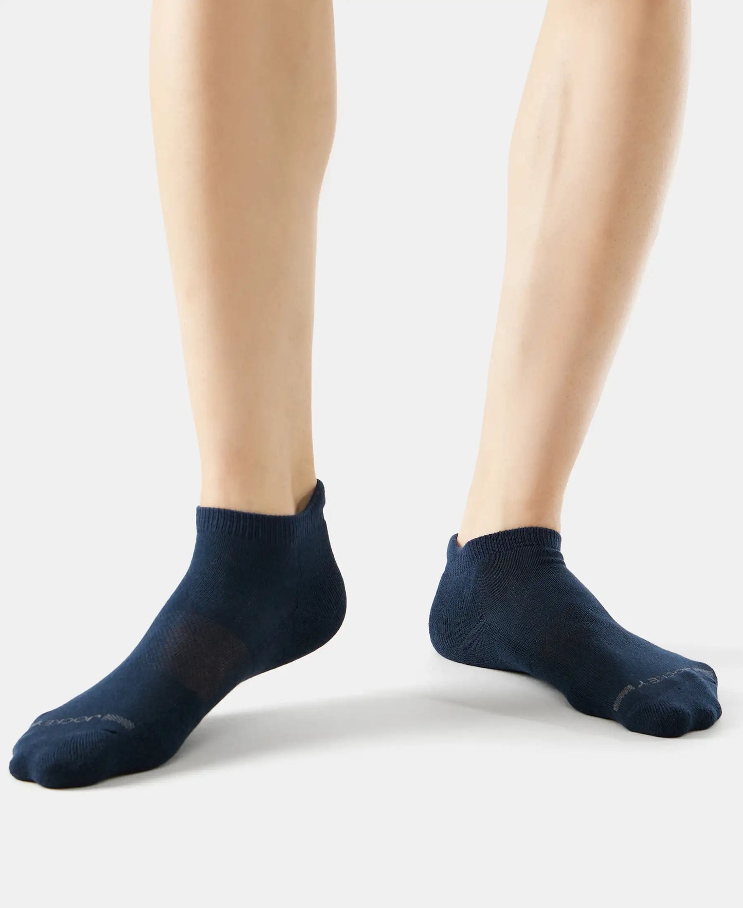 Compact Cotton Elastane Stretch Low Show Socks with StayFresh Treatment - Navy (Pack of 2)