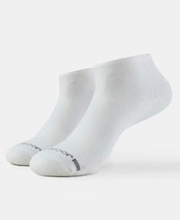 Compact Cotton Elastane Stretch Low Show Socks with StayFresh Treatment - White (Pack of 2)