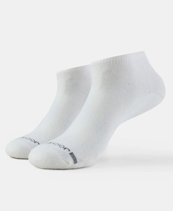 Compact Cotton Elastane Stretch Low Show Socks with StayFresh Treatment - White (Pack of 2)