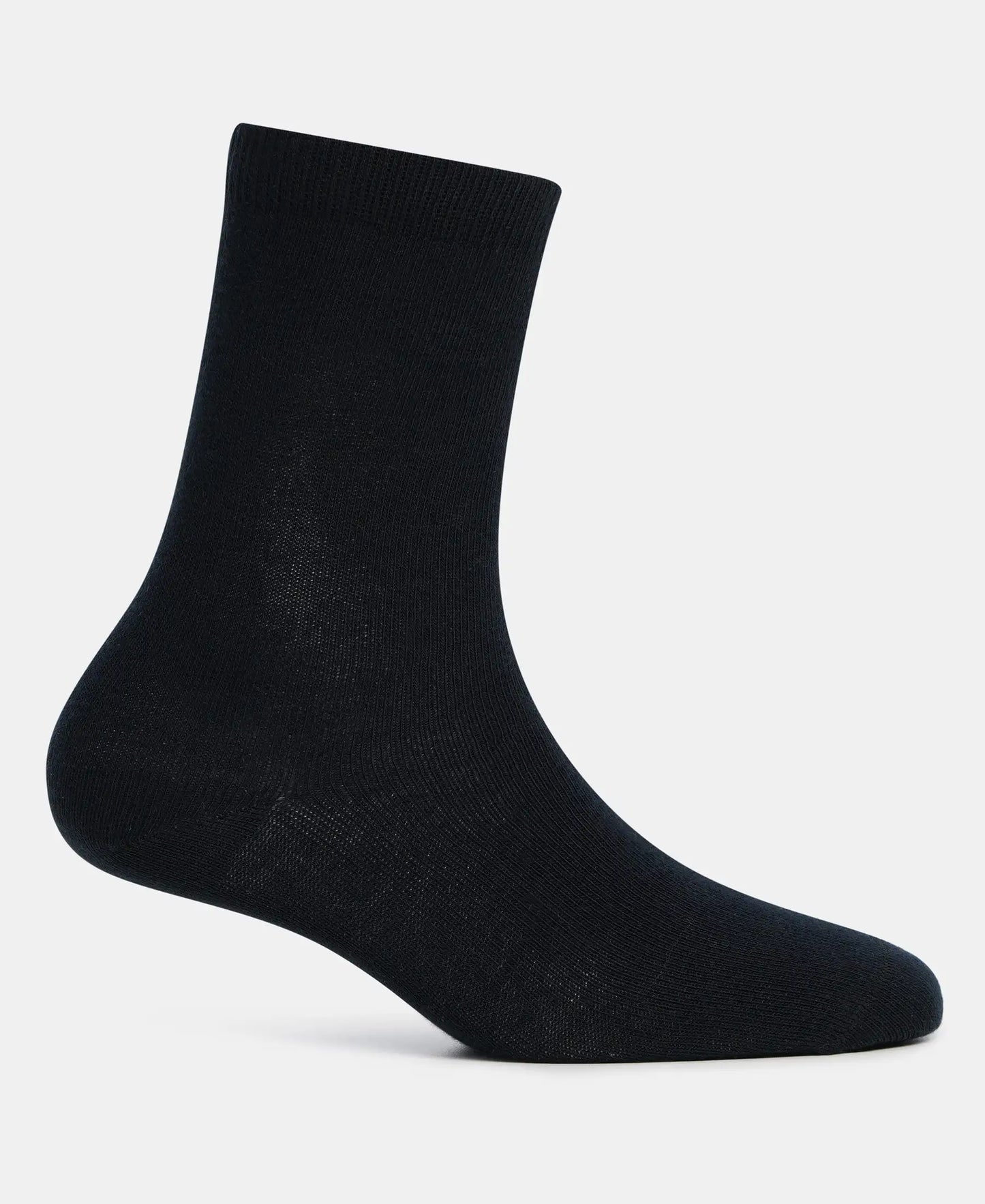 Kid's Compact Cotton Stretch Solid Calf Length Socks With StayFresh Treatment - Black