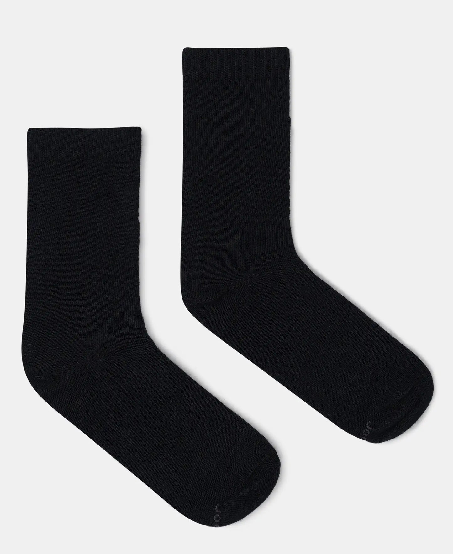 Kid's Compact Cotton Stretch Solid Calf Length Socks With StayFresh Treatment - Black (Pack of 2)
