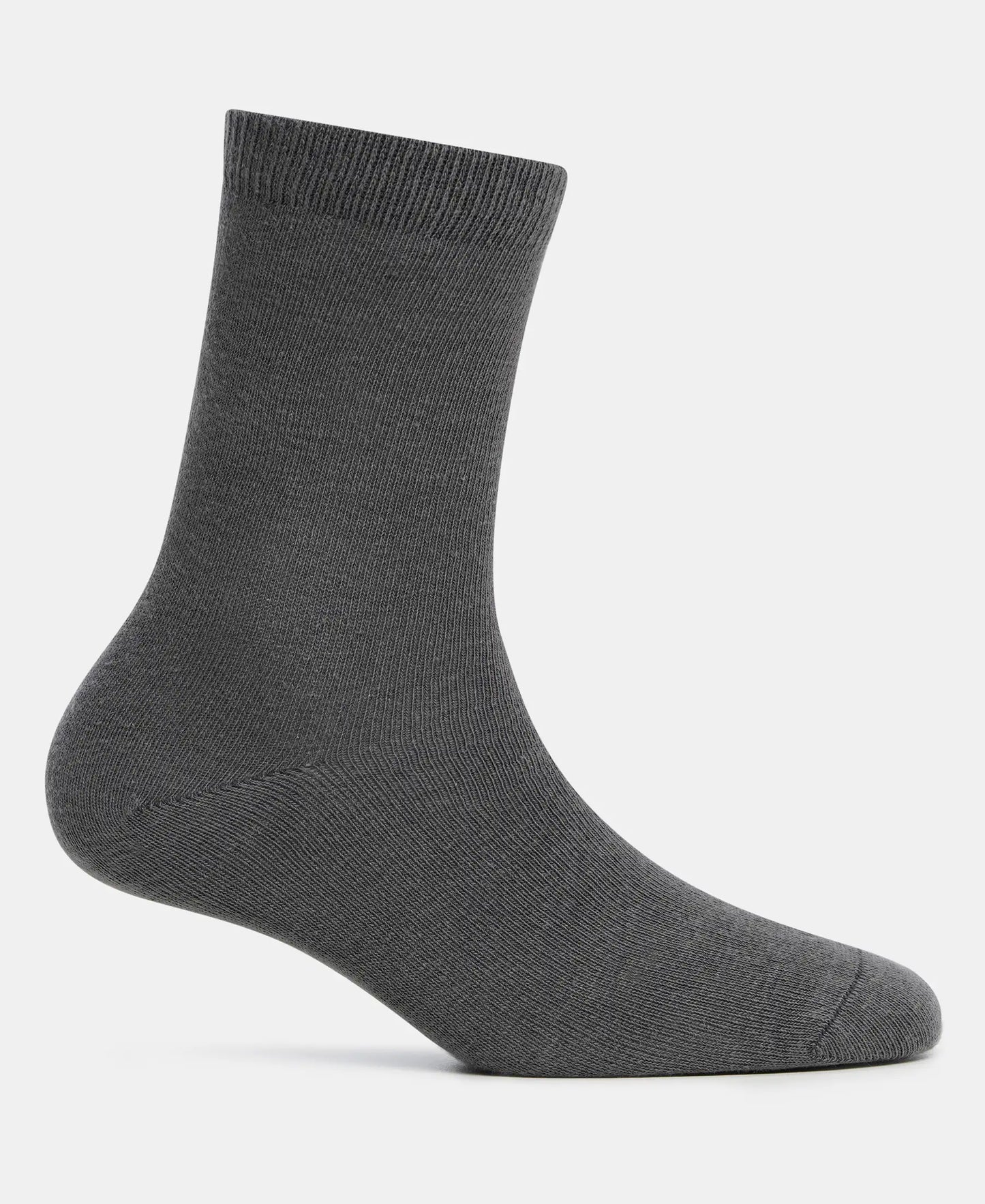 Kid's Compact Cotton Stretch Solid Calf Length Socks With StayFresh Treatment - Gun Metal