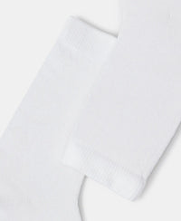 Kid's Compact Cotton Stretch Solid Calf Length Socks With StayFresh Treatment - White (Pack of 2)