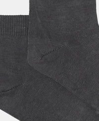 Kid's Compact Cotton Stretch Solid Ankle Length Socks With StayFresh Treatment - Gun Metal (Pack of 2)