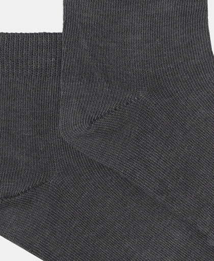 Kid's Compact Cotton Stretch Solid Ankle Length Socks With StayFresh Treatment - Gun Metal (Pack of 2)