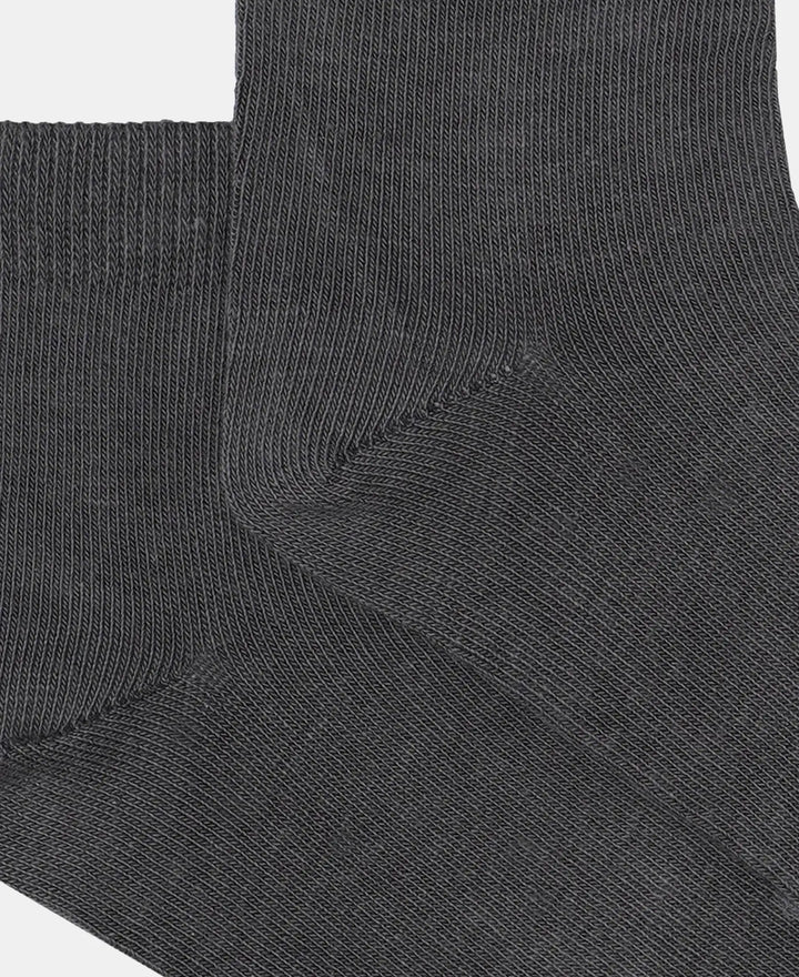 Kid's Compact Cotton Stretch Solid Ankle Length Socks With StayFresh Treatment - Gun Metal (Pack of 2)