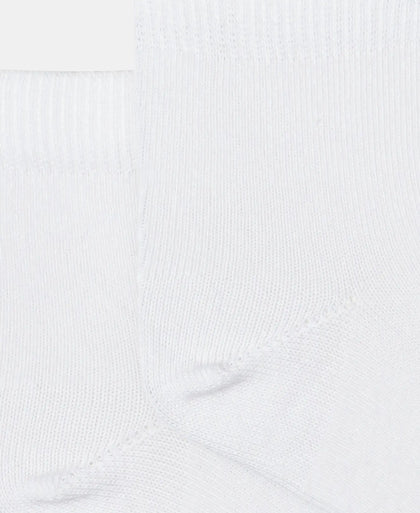 Kid's Compact Cotton Stretch Solid Ankle Length Socks With StayFresh Treatment - White (Pack of 2)