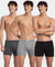 Super Combed Cotton Rib Solid Boxer Brief with Ultrasoft and Durable Waistband - Black/Charcoal Melange/Grey Melange (Pack of 3)
