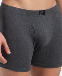 Super Combed Cotton Rib Solid Boxer Brief with Ultrasoft and Durable Waistband - Black/Charcoal Melange/Grey Melange (Pack of 3)