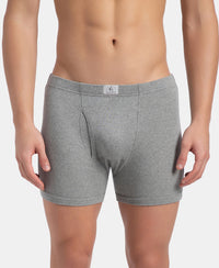 Super Combed Cotton Rib Solid Boxer Brief with Ultrasoft and Durable Waistband - Black/Charcoal Melange/Grey Melange (Pack of 3)