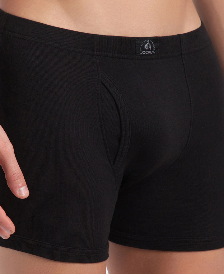 Super Combed Cotton Rib Solid Boxer Brief with Ultrasoft and Durable Waistband - Black/Charcoal Melange/Grey Melange (Pack of 3)