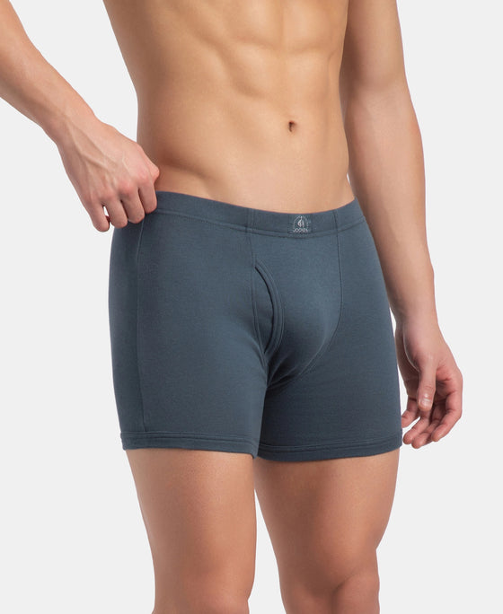 Super Combed Cotton Rib Solid Boxer Brief with Ultrasoft and Durable Waistband - Black, Deep Forest & Deep Slate (Pack of 3)