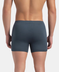 Super Combed Cotton Rib Solid Boxer Brief with Ultrasoft and Durable Waistband - Black, Deep Forest & Deep Slate (Pack of 3)
