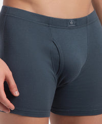 Super Combed Cotton Rib Solid Boxer Brief with Ultrasoft and Durable Waistband - Black, Deep Forest & Deep Slate (Pack of 3)