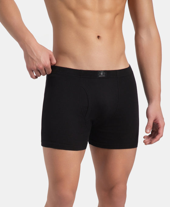 Super Combed Cotton Rib Solid Boxer Brief with Ultrasoft and Durable Waistband - Black, Deep Forest & Deep Slate (Pack of 3)