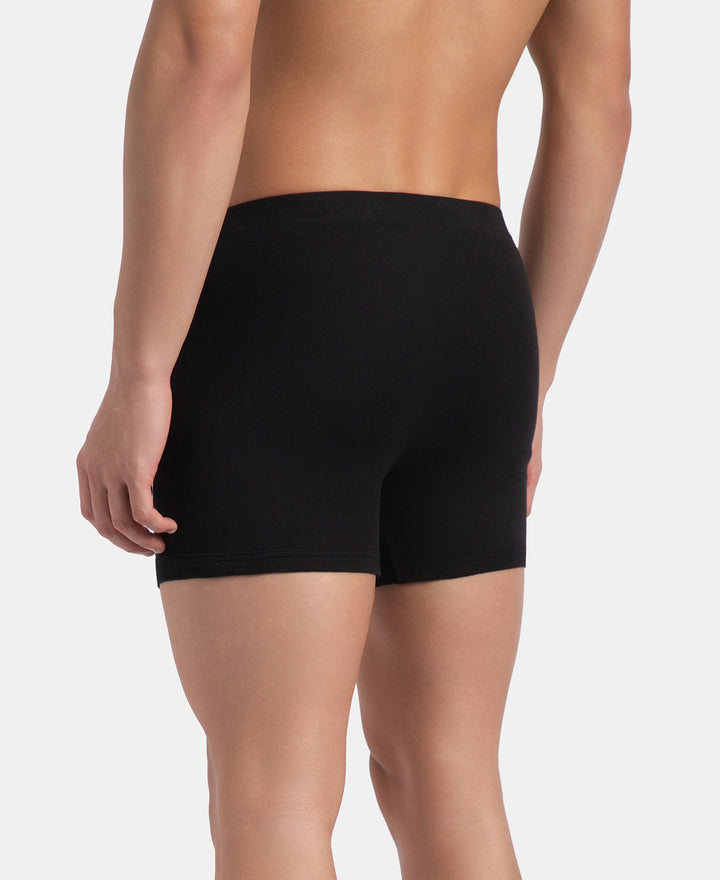 Super Combed Cotton Rib Solid Boxer Brief with Ultrasoft and Durable Waistband - Black, Deep Forest & Deep Slate (Pack of 3)