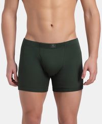 Super Combed Cotton Rib Solid Boxer Brief with Ultrasoft and Durable Waistband - Black, Deep Forest & Deep Slate (Pack of 3)