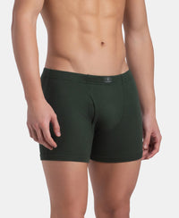 Super Combed Cotton Rib Solid Boxer Brief with Ultrasoft and Durable Waistband - Black, Deep Forest & Deep Slate (Pack of 3)