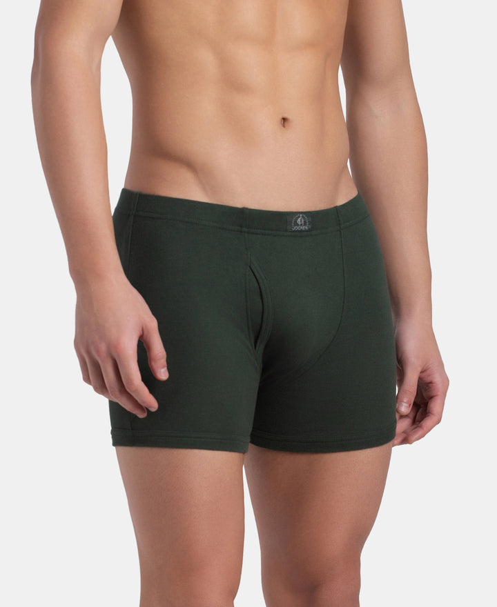 Super Combed Cotton Rib Solid Boxer Brief with Ultrasoft and Durable Waistband - Black, Deep Forest & Deep Slate (Pack of 3)