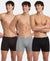 Super Combed Cotton Rib Solid Boxer Brief with Ultrasoft and Durable Waistband - Black/Grey Melange/Brown (Pack of 3)