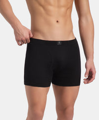 Super Combed Cotton Rib Solid Boxer Brief with Ultrasoft and Durable Waistband - Black, Dark Khaki & Brown (Pack of 3)